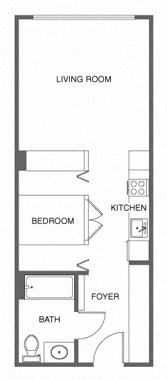 Floor plan for studio, 1 bath